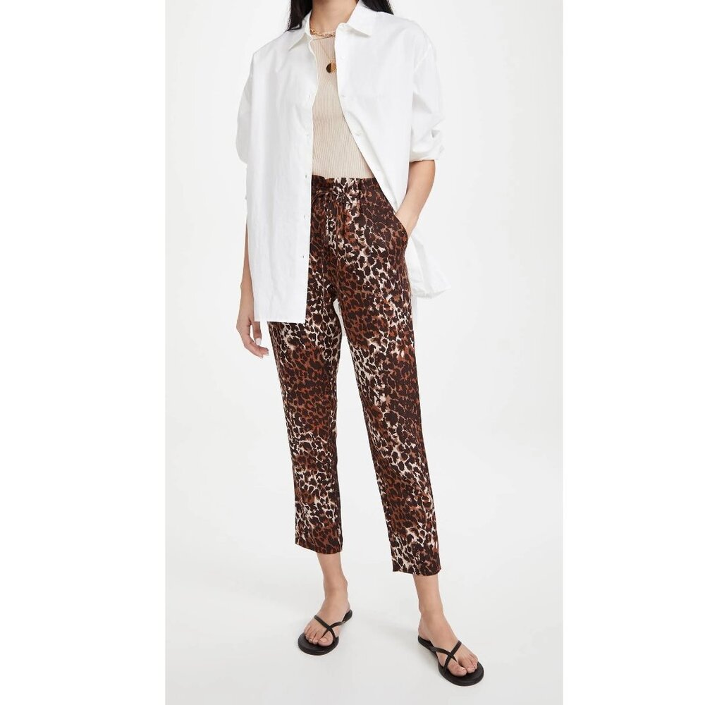 New Veronica Beard Oksana Linen Leopard Pant in Brown Multi P3613 - Picture 1 of 9
